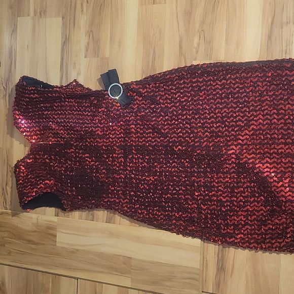 Vintage 80s Red Dress M-L - Picture 2 of 12